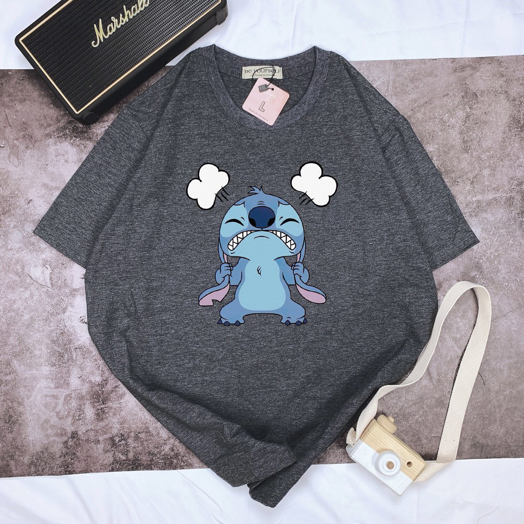 - ÁO THUN TAY NGẮN STITCH ANGRY UNISEX ĐỦ SIZE M L XL HÌNH THẬT TỰ CHỤP