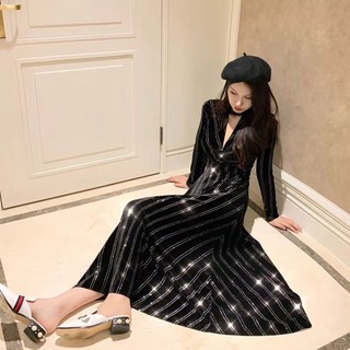 Váy đầm maxi nhung phối nhũ quảng châu order mã 47353