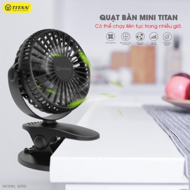 [Mã ELHA22 giảm 5% đơn 300K] Quạt mini Titan QT04 - Bảo hành 18 tháng 1 đổi 1