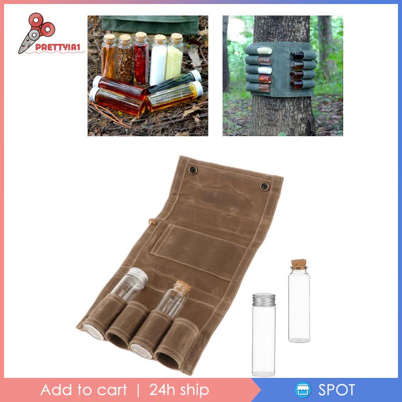 [Prettyia1] Lọ Thiếc Đựng Gia Vị / Muối / BBQ Cắm Trại Dã Ngoại Có Giá Đỡ