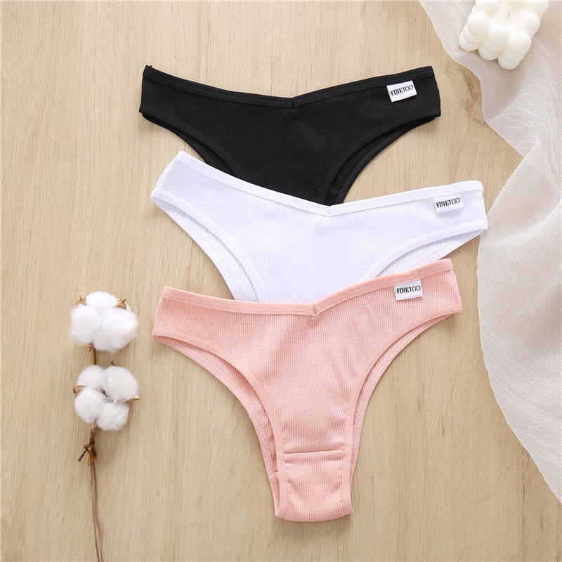Cute Byte Quần Lót Cotton Brazil Lưng Thấp 8 Màu Trơn Gợi Cảm Dễ Thương Cho Nữ
