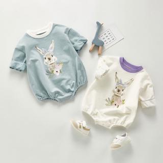 Áo liền thân họa tiết chú thỏ hoạt hình dễ thương thời trang mùa thu dành cho bé trai và bé gái