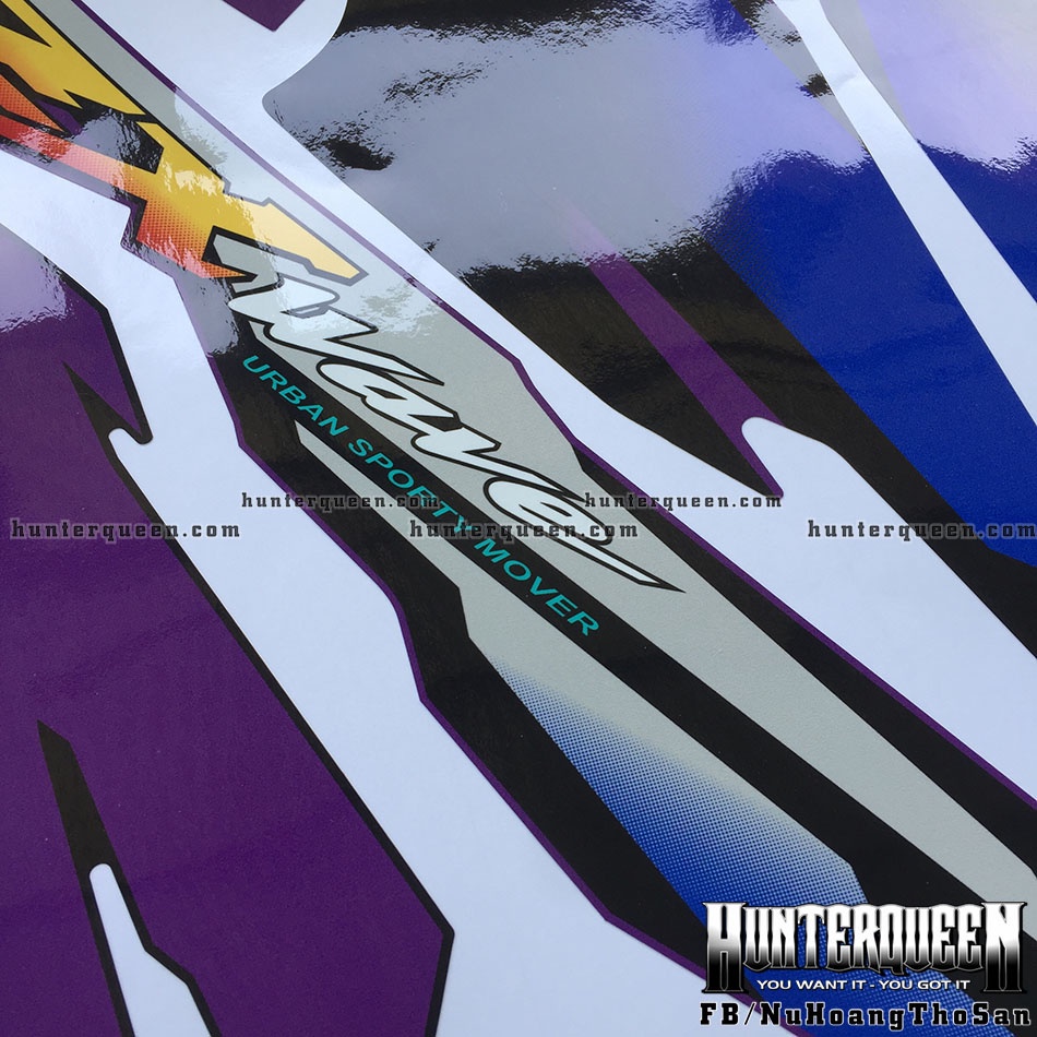 Tem rời WAVE nhỏ. Chế tem ZX tím đen nổi bật. Decal bền đẹp không bay màu