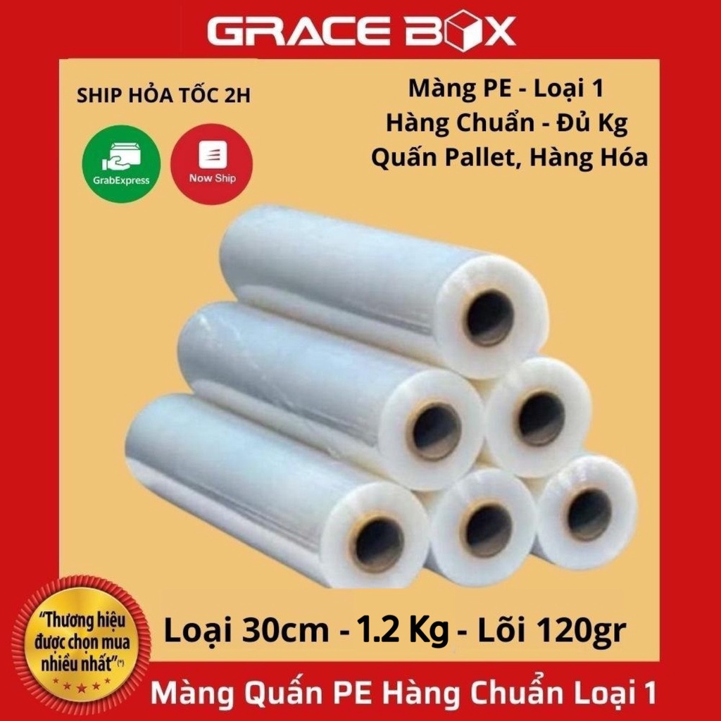 {Giá Xưởng} Màng PE Loại 30cm Nặng 1.2Kg Lõi 120gr Quấn Hàng Hoá Tiêu Chuẩn Chất Lượng Loại 1 - Siêu Thị Bao Bì Grace Bo