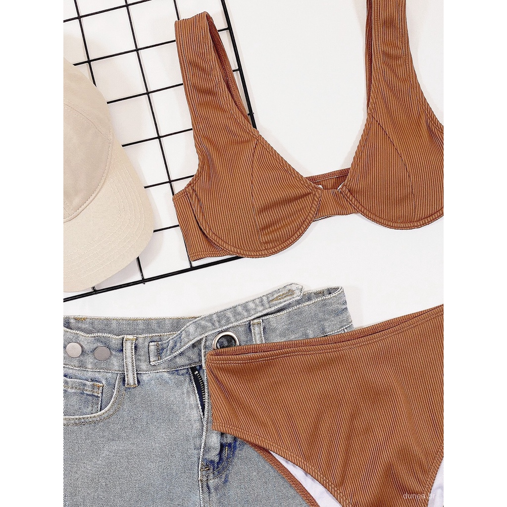 DUNEA Bộ Bikini 2 Mảnh Màu Trơn Quyến Rũ Cho Nữ