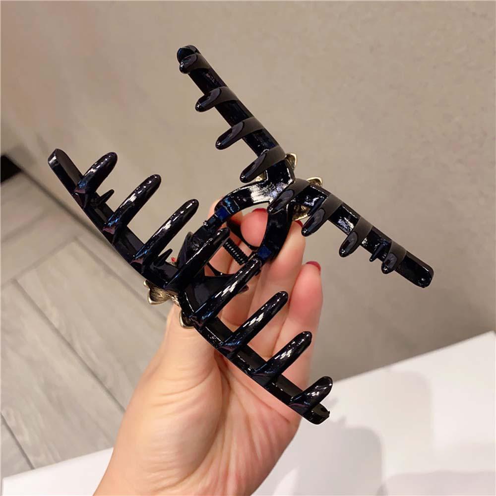 Kẹp Tóc Càng Cua Đính Nơ Bằng Nhựa Màu Đen Phong Cách Retro Cá Tính