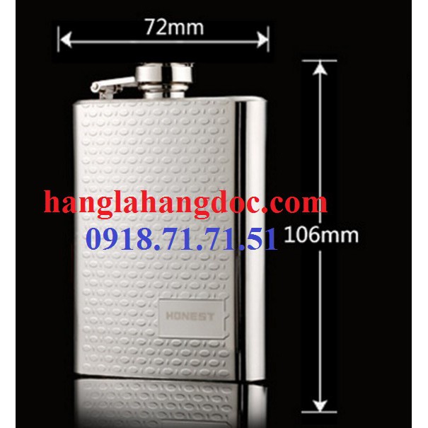 Bình rượu bỏ túi inox Honest 4oz họa tiết tròn (120ml)