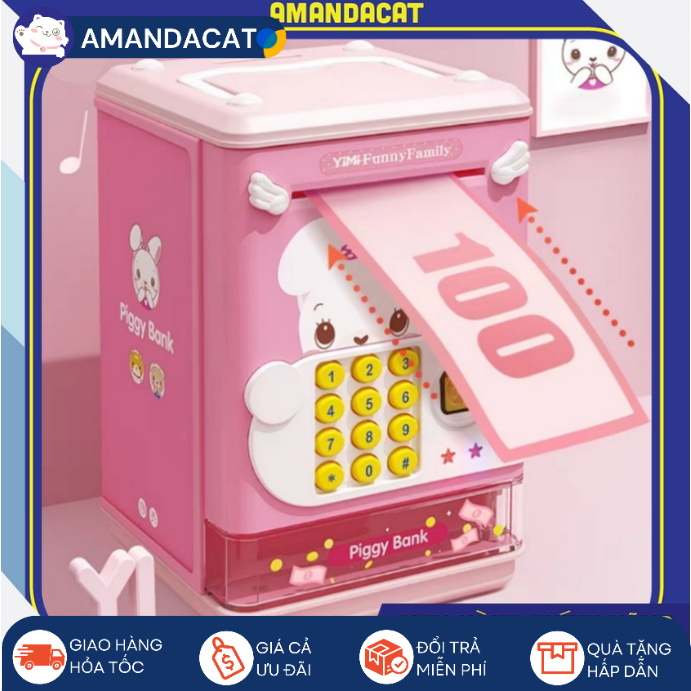 [Hàng Sẵn] Đồ Chơi Két Sa.t ATM Hoạt hình Đáng yêu Chính Hãng có Vân tay cảm ứng