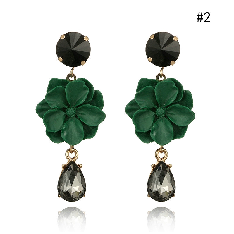 Khuyên tai hình hoa trà trắng đính đá ngọc trai thanh lịch cho nữ