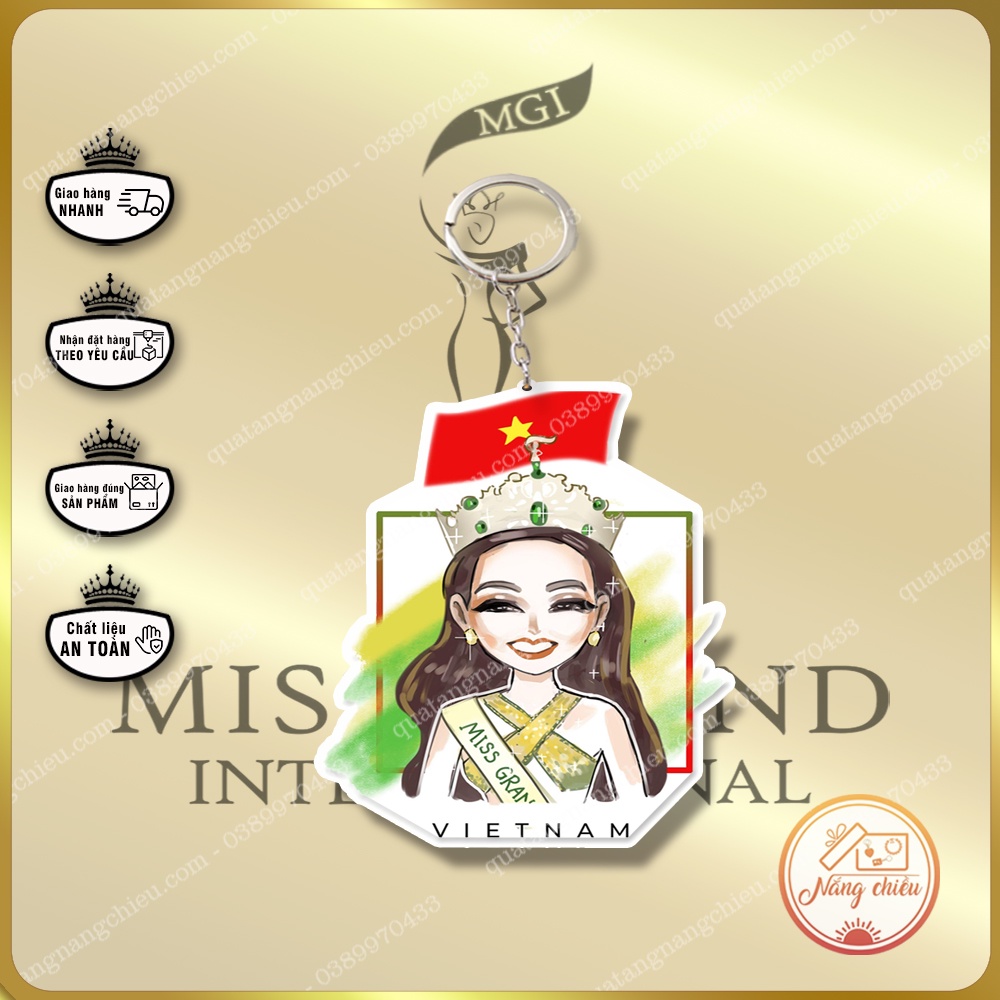 Móc khóa chibi in hình hoa hậu Thùy Tiên xinh đẹp, Phụ kiện treo xe, quà tặng sinh nhật ý nghĩa