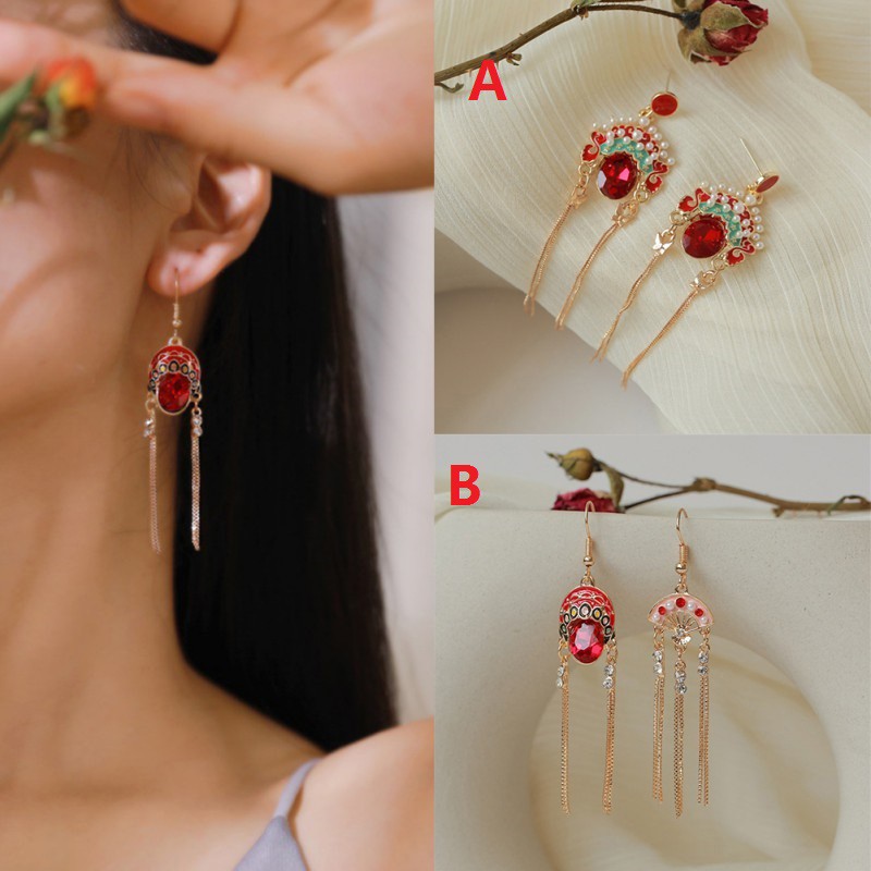 Women Chinese Style Opera Dangle Earrings