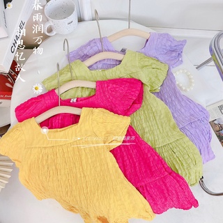 váy xốp cổ vuông đuôi cá bé gái
