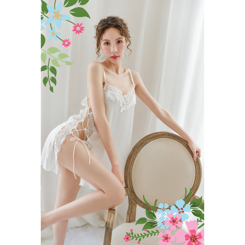 Bộ quần áo ngủ sexy chất liệu salin lụa cao cấp cực quyến rủ dành cho phái đẹp | BigBuy360 - bigbuy360.vn