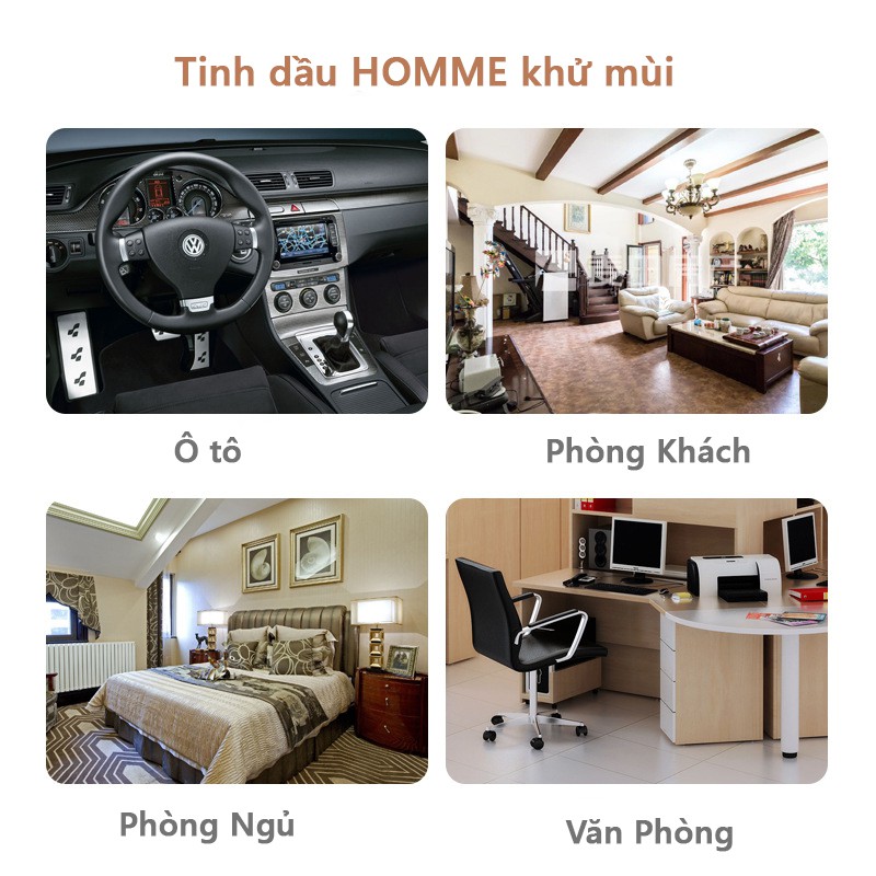 Tinh Dầu Thiên Nhiên Tràm Gió, Sả Chanh, Bạc Hà, Hoa Ly, Hoa Nhài, Vỏ Quế - Homme