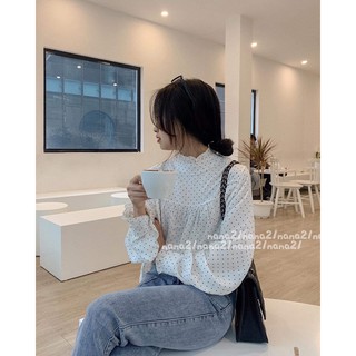 Sơ mi cổ bèo chấm bi