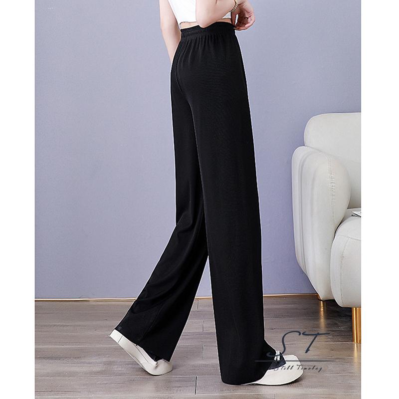Quần ống rộng Lưng Cao Màu Sắc Đơn Giản Thời Trang Cho Nữ