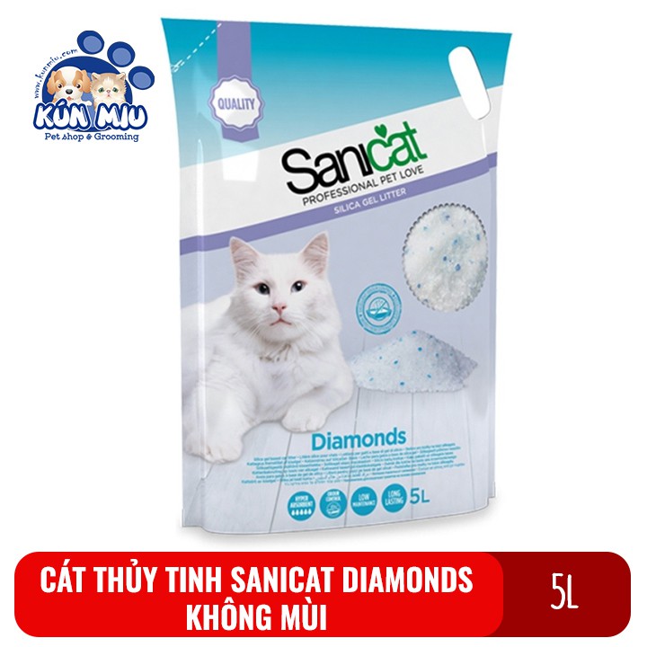 Combo 3 Cát vệ sinh thủy tinh cho mèo SaniCat Diamonds 5L không mùi