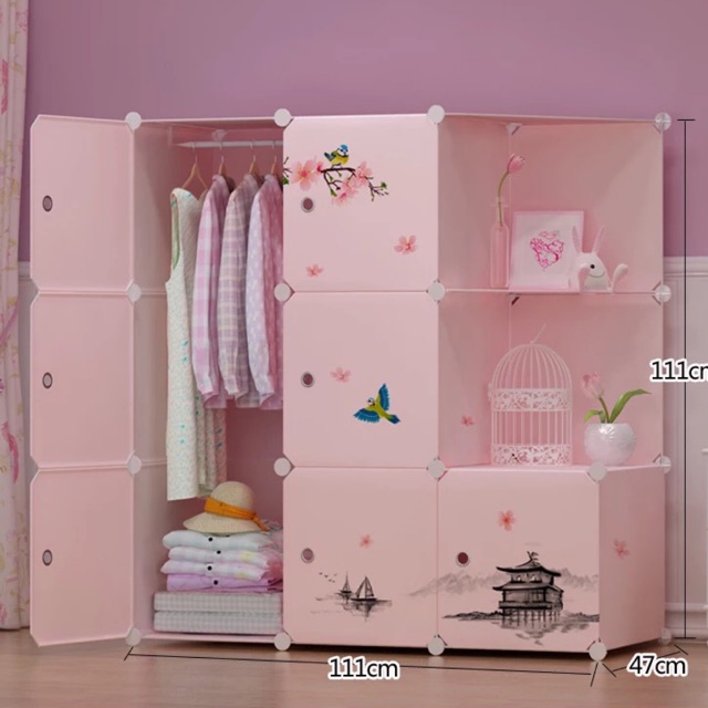TỦ NHỰA GHÉP- TỦ QUẦN ÁO- TỦ 9 Ô KÈM 2 KỆ GÓC ĐỂ ĐỒ ĐA NĂNG. Tặng kèm 1 treo đồ.