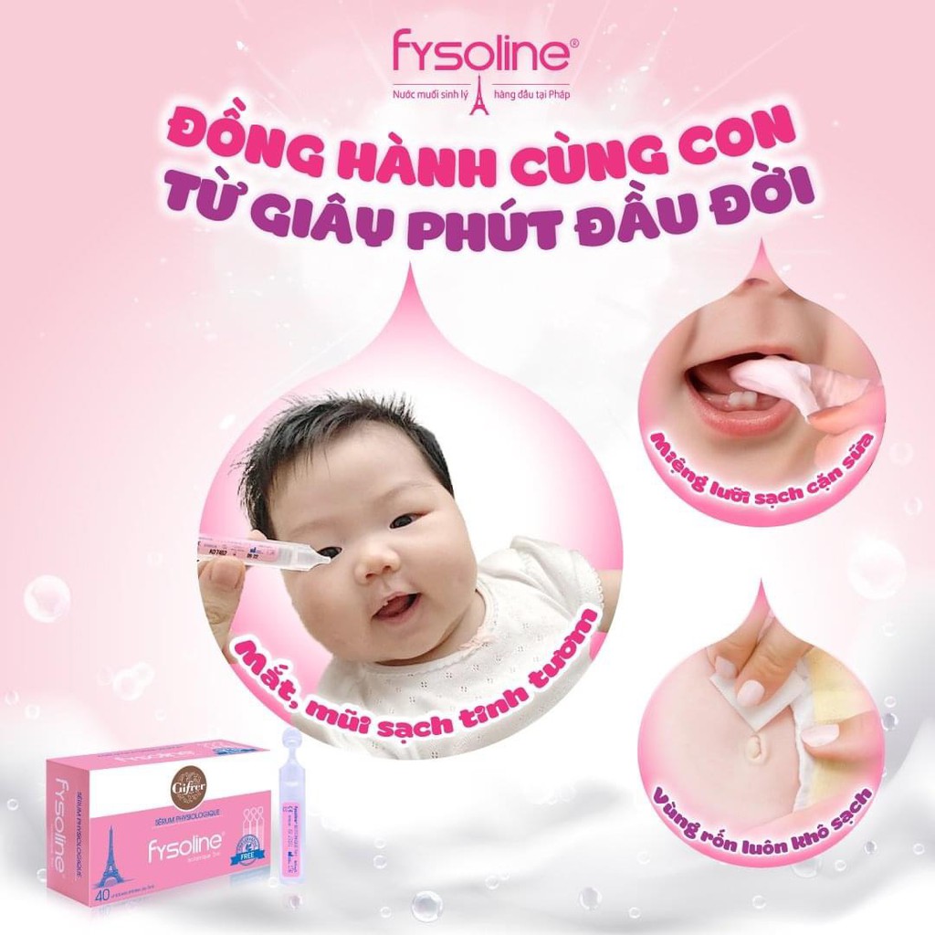 Nước muối Fysoline  - Nước muối sinh lý Pháp dùng Vệ sinh mắt, mũi, miệng cho bé &amp; Hỗ trợ nghẹt mũi, viêm mũi, sổ mũi