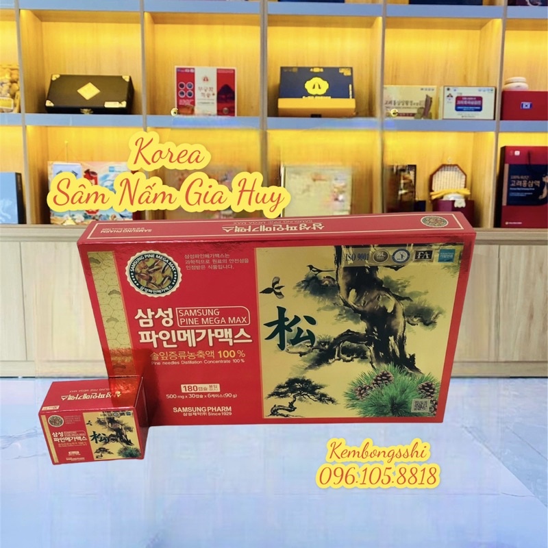 Tinh dầu thông đỏ samsung pharm Hàn Quốc, Hộp 180 viên x 500mg