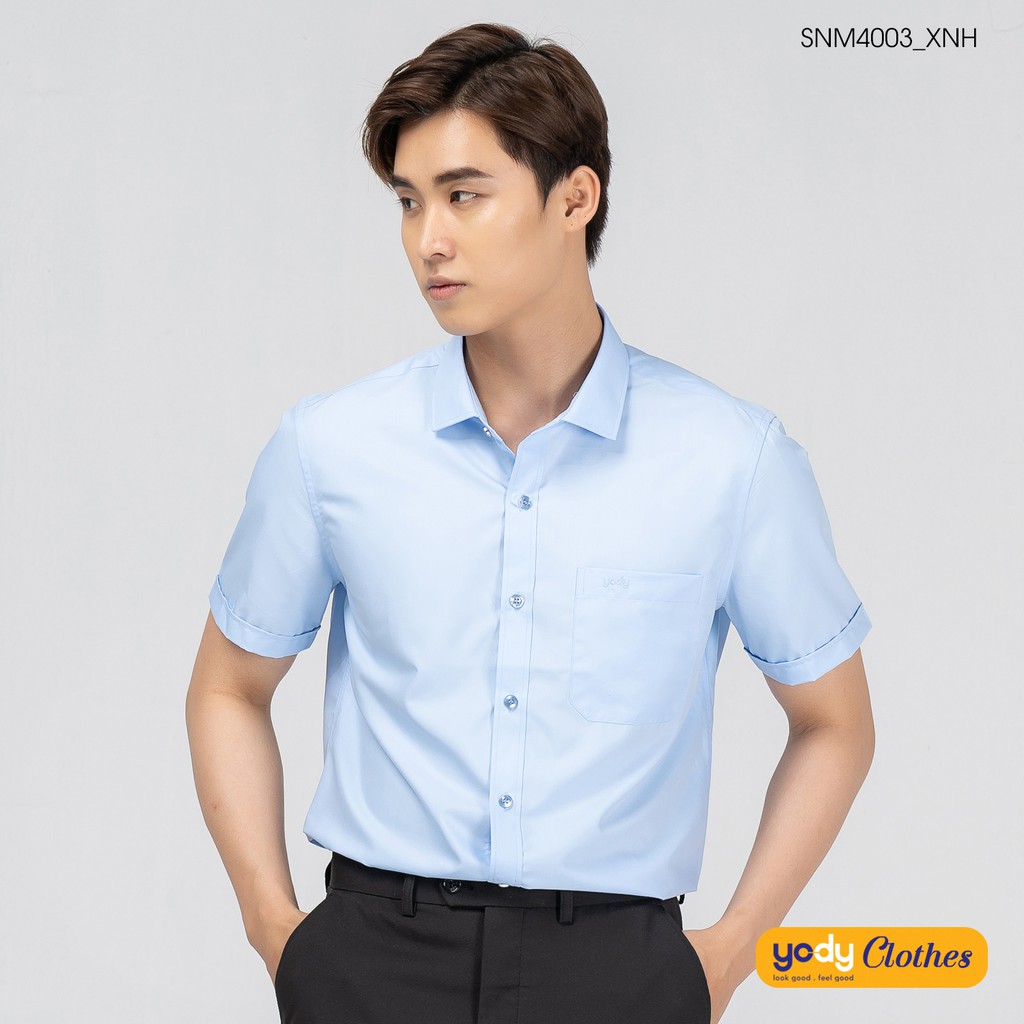 Áo sơ mi nam ngắn tay YODY vải lụa nến cao cấp khô thoáng giữ form SNM4003 | BigBuy360 - bigbuy360.vn