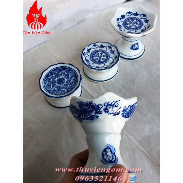 4 loại chân nến màu lam - Chân nến Bát Tràng