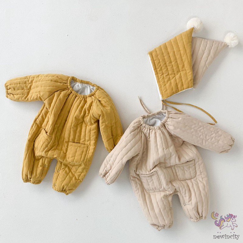 Bộ Jumpsuit Lông Xù Ấm Áp + Mũ Xinh Xắn Đáng Yêu Cho Bé