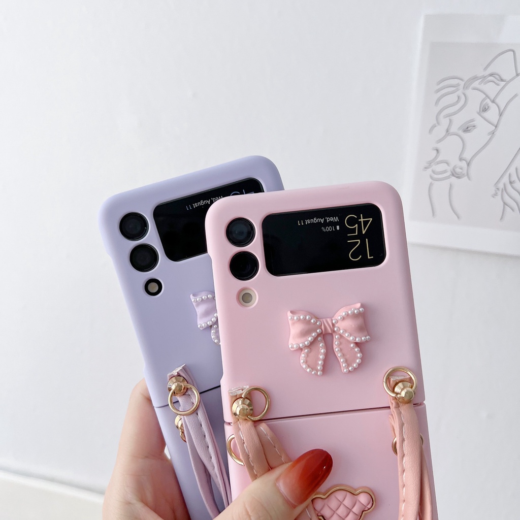 Ốp Điện Thoại Dạng Túi Xách Hình Gấu Dễ Thương Chống Sốc Cho Samsung Galaxy Z Flip 3 5G Z Flip3 ZFlip3 ZFlip 3