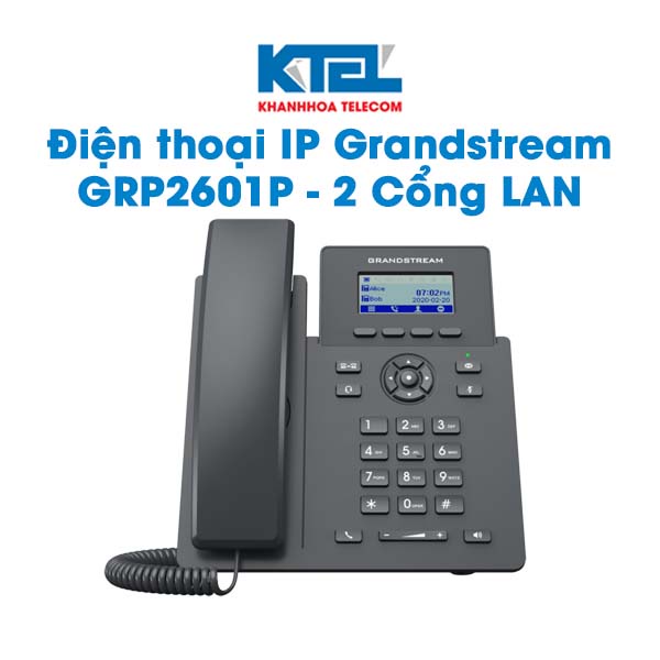 [Hỗ trợ lắp đặt Nha Trang] GRP2601P Điện thoại IP Grandstream - 2 Cổng LAN 100Mbps có PoE - Chính hã