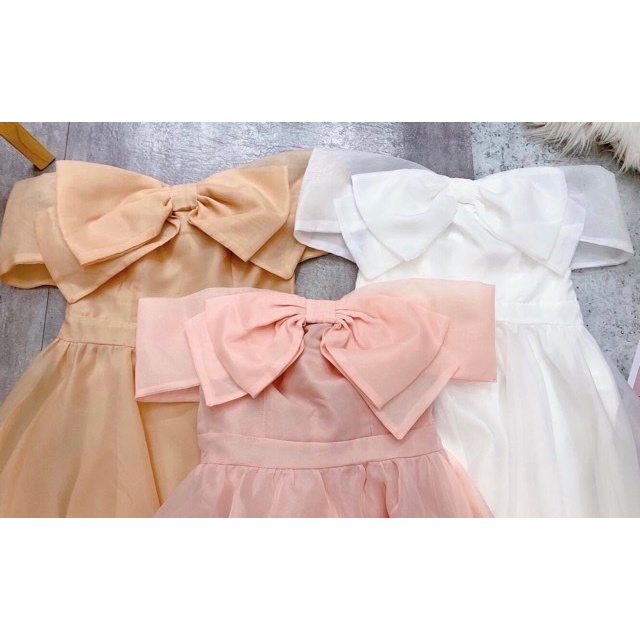 ĐẦM XÒE VOAN NỮ PHỐI NƠ HÀNG THIẾT KẾ XINH XẮN PU HHP FASHION