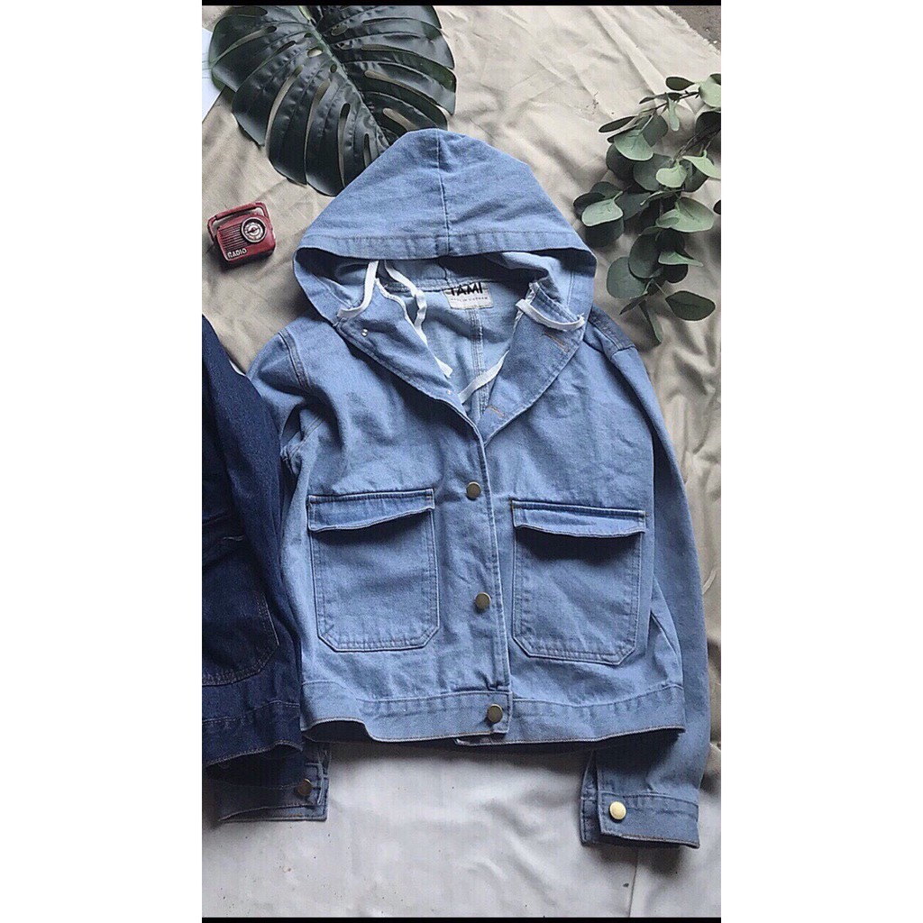 Áo khoác jean Nữ cao cấp phối nón và túi hộp lớn sành điệu - Hot Trend 2020 | BigBuy360 - bigbuy360.vn