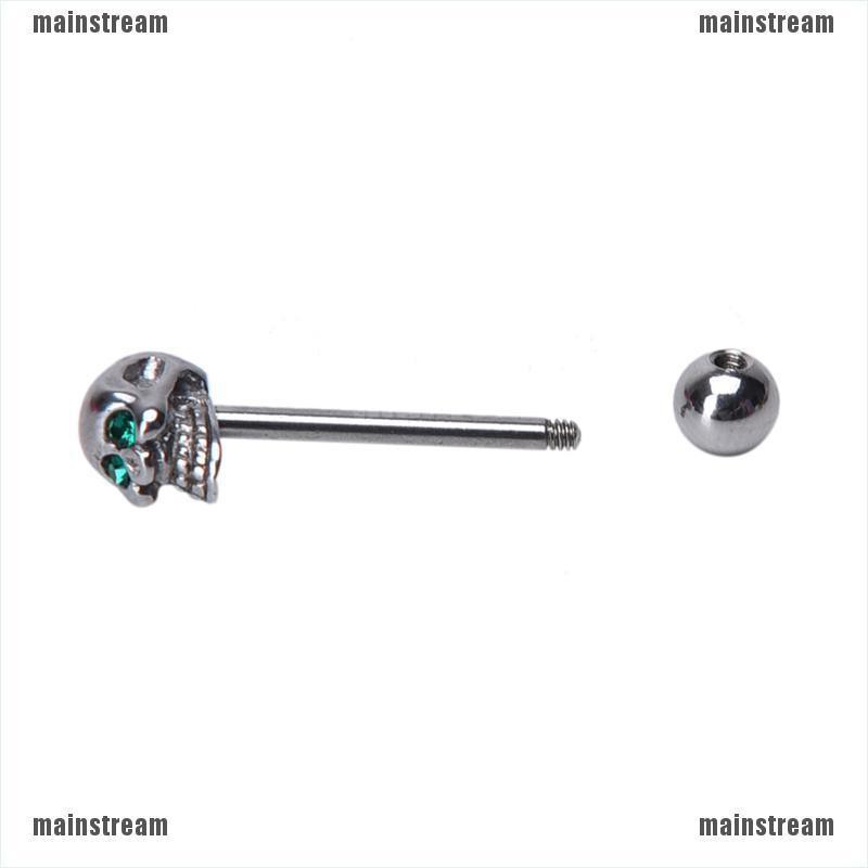 Khuyên Lưỡi Hình Đầu Lâu Bằng Thép Không Gỉ 14g