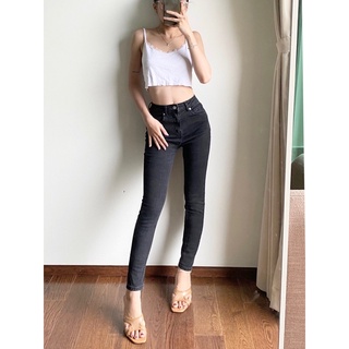 Quần skinny xám lưng cao