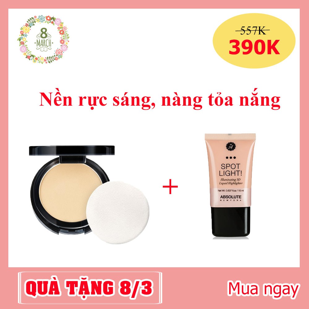 Quà Tặng 8/3: Bộ 2 sản phẩm Kem nền che khuyết điểm và kem tạo sáng cho nàng thêm tỏa nắng