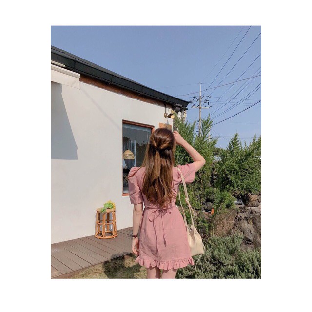 ⭐️Đầm Cổ V Phối Bèo Thắt Nơ