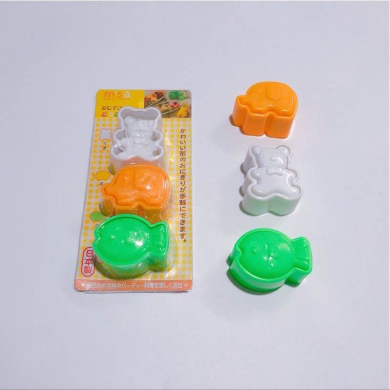 Sét 3 khuôn ép cơm bento hình voi, gấu, cá cho bé ăn dặm