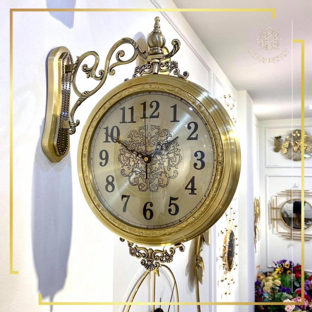 Đồ Nội Thất, Decor Trang Trí Đồng Hồ Treo Tường, Đồng Hồ Trang Trí Decor Bắc Âu Cao Cấp Hai Mặt Đồng