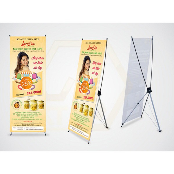 Khung standee 60x160cm treo banner chữ X kiểu dáng Hàn Quốc