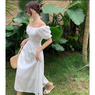 Đầm nhún ngực xẻ tà💥mẫu hàn quốc siêu xinh