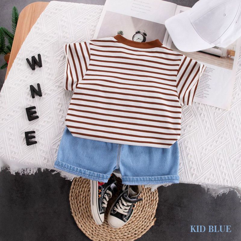 Set Áo Thun Ba Lỗ + Quần Short Denim Mềm Cho Bé Trai