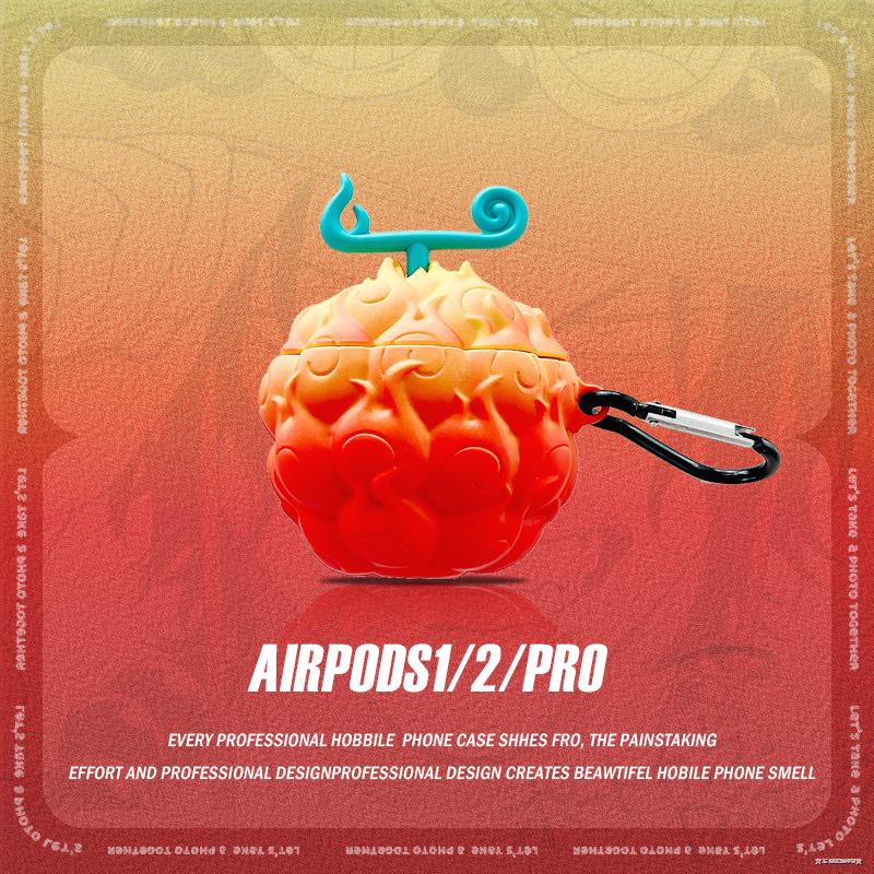 ✨Ins spot✨One Piece Devil Fruit airpods Protective Shell Cover 2nd Generation 3pro 3rd Generation for Apple Wireless Bluetooth Headset 2 1st Generation Stereo Soft Silicone Personality Creative Fashion Brand Cartoon New for Men and Women