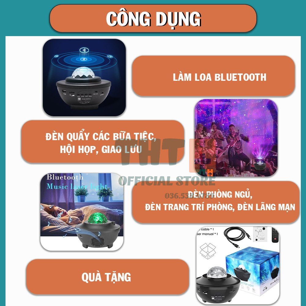 Đèn led galaxy ngàn sao kiêm loa bluetooth  đèn sân khấu tạo hiệu ứng ánh sao Hot Tiktok THTOFFICIAL
