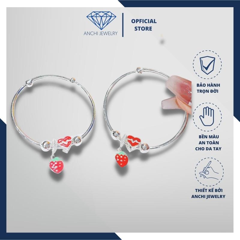 Lắc tay dâu tây cho bé yêu , chuẩn bạc ta bao sáng không xuống màu Anchi jewelry