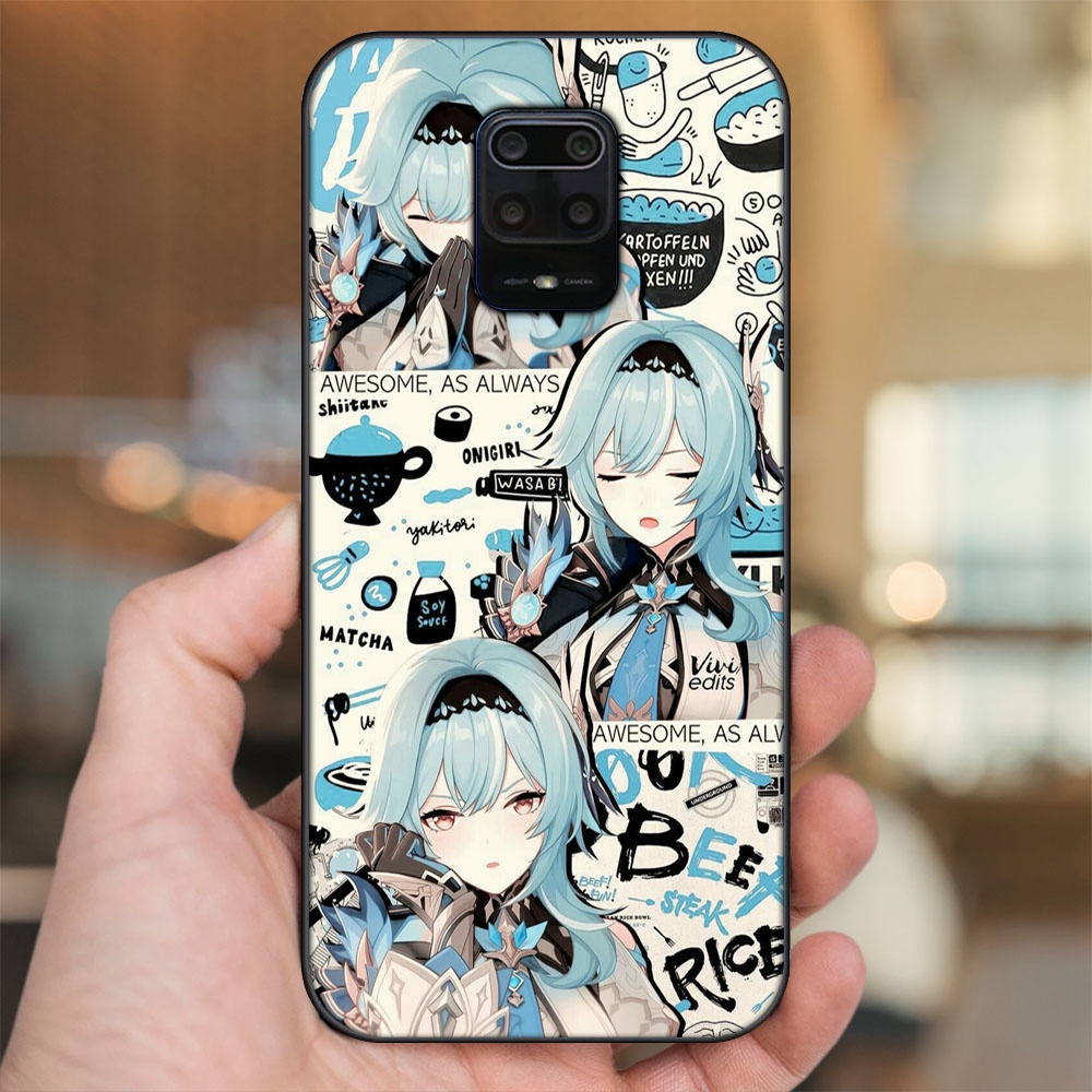 Ốp lưng Xiaomi Redmi Note 9s, Note 9 Pro viền đen in hình Eula Genshin Impact