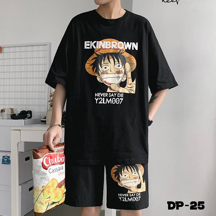 Áo thun nam nữ tay lỡ unisex oversize form rộng basic tee hình manga One piece