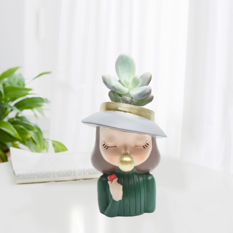Khuôn Silicon Làm Chậu Hoa Hình Cô Gái Dễ Thương DIY