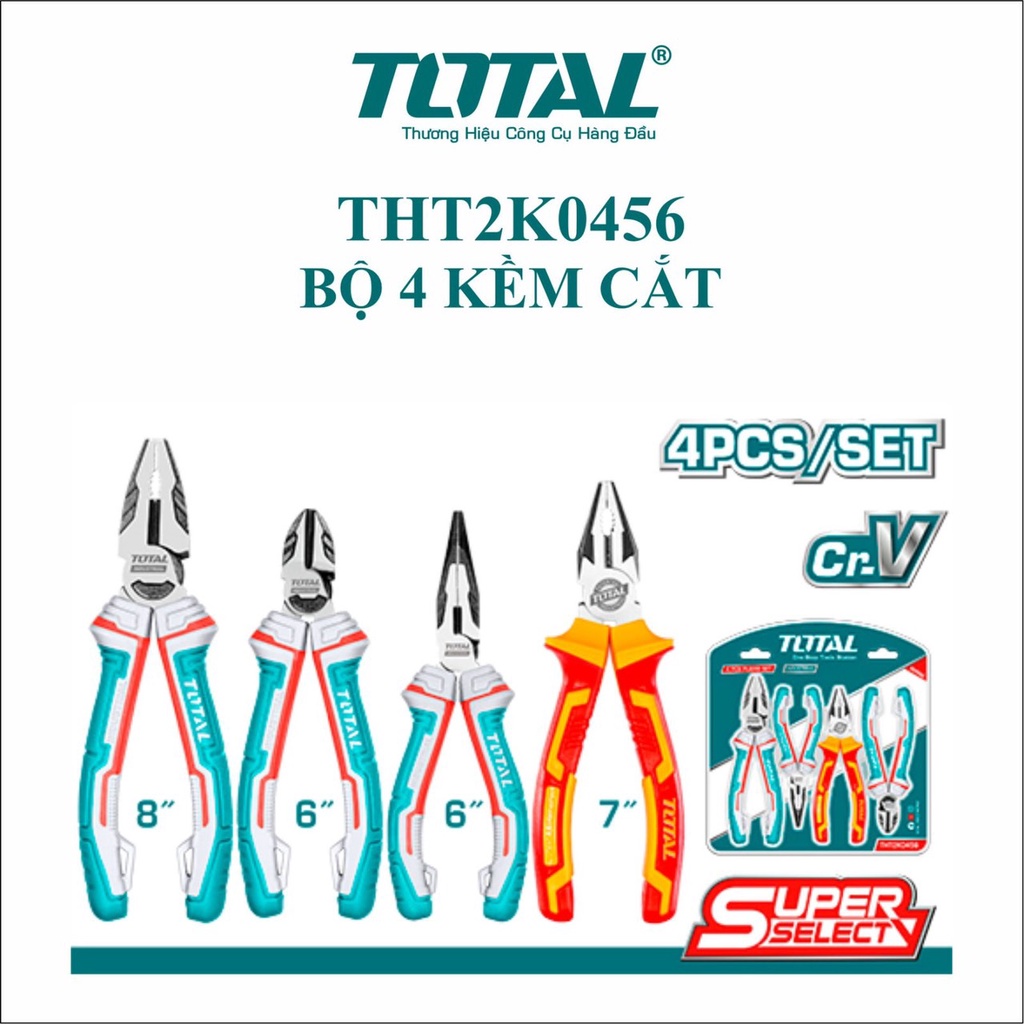 Bộ kìm điện cao cấp total 4 cây THT2K0456