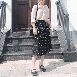 Chân váy chấm bi đuôi cá Moran