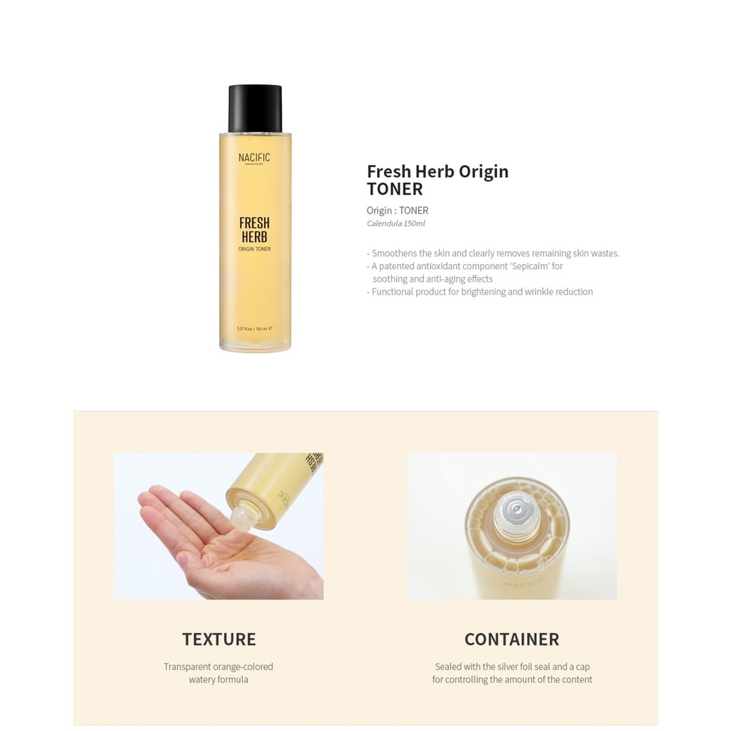 Nước Hoa Hồng Dưỡng Trắng Làm Dịu Da NACIFIC Fresh Herb Origin Toner 30ml