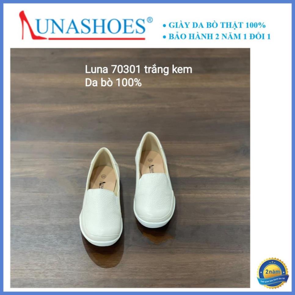 Giày bệt nữ da bò thật êm chân mềm LUNASHOES 70301 giầy lười slip on trung niên cho mẹ dễ đi dễ phối đồ . #